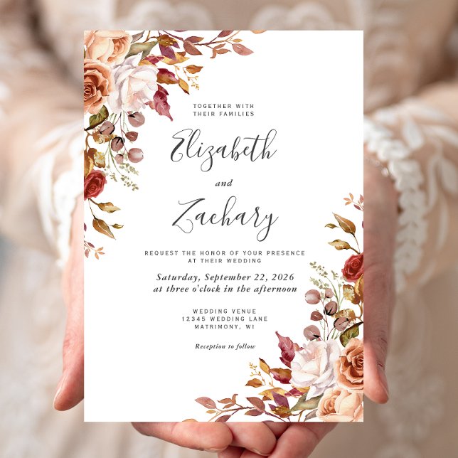 Watercolor Autumn Floral Wedding Invitation (Creator Uploaded)