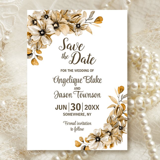 Watercolor Autumn Floral Wedding Save The Date (Creator Uploaded)