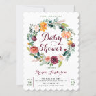 Watercolor Autumn Floral Wreath Baby Shower