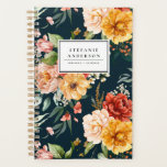 Watercolor Autumn Flowers and Greenery Pattern Planner<br><div class="desc">Customizable floral planner featuring floral bouquet of blush pink,  yellow and red peonies,  roses and daisies with greenery accents. Personalize by adding names and other details. This botanical planner will be perfect as a personalized gift for Christmas,  birthdays and graduations.</div>