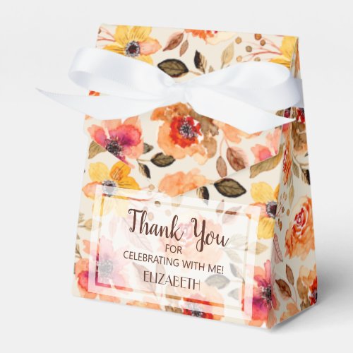 Watercolor Autumn Flowers Bridal Shower Favor Boxes