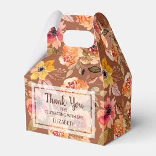 Watercolor Autumn Flowers Bridal Shower Favor Boxes