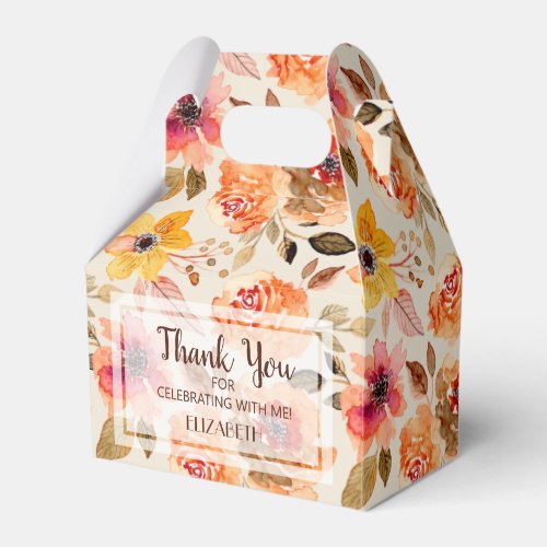 Watercolor Autumn Flowers Bridal Shower Favor Boxes