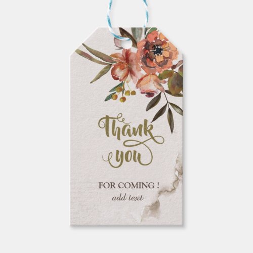 Watercolor Autumn Flowers Gift Tags