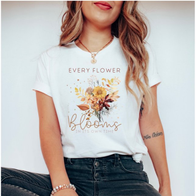 Watercolor Autumn Flowers Inspiration Quote T-Shirt (Creator Uploaded)