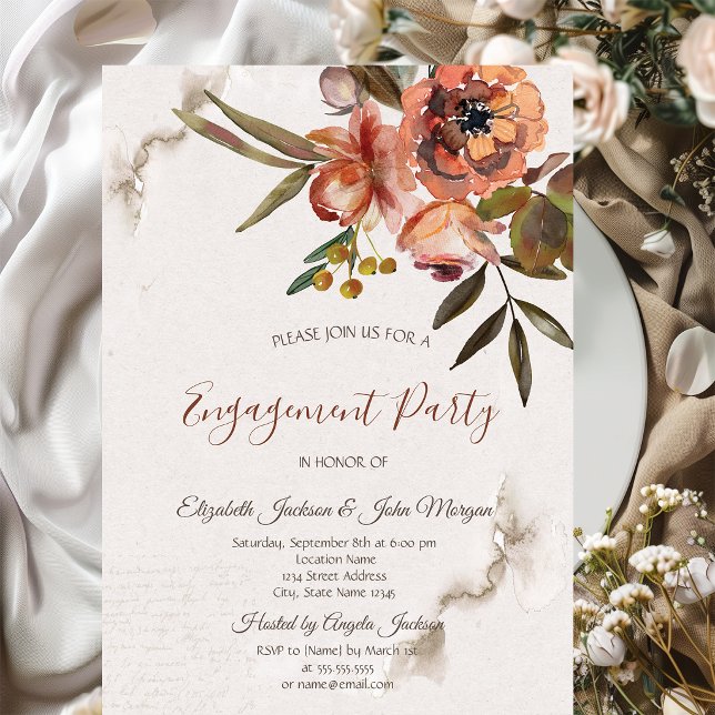 Watercolor Autumn Flowers Invitation (Creator Uploaded)