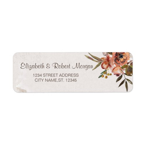 Watercolor Autumn Flowers Wedding Label