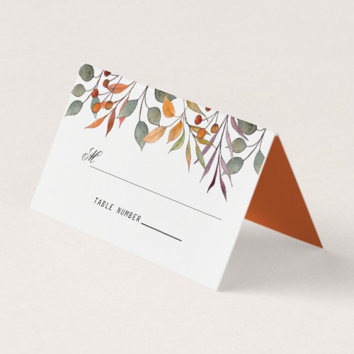 Watercolor Autumn Foliage  wedding place card