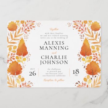 Watercolor Autumn Forest Fall Wedding Invitations by fourwetfeet at Zazzle