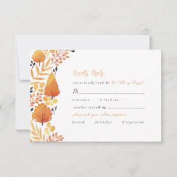 Watercolor Autumn Forest Fall Wedding Rsvp Card by fourwetfeet at Zazzle