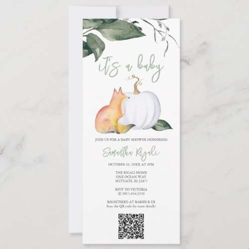 Watercolor Autumn Gender Neutral Baby Shower Invitation