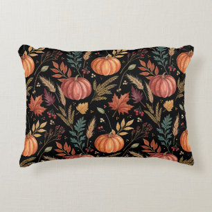 Watercolor Autumn Harvest Pattern Accent Pillow
