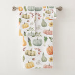 Watercolor Autumn Harvest Pattern Bath Towel Set