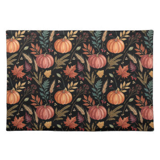 Watercolor Autumn Harvest Pattern Cloth Placemat