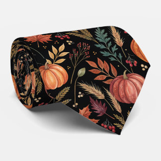Watercolor Autumn Harvest Pattern Neck Tie