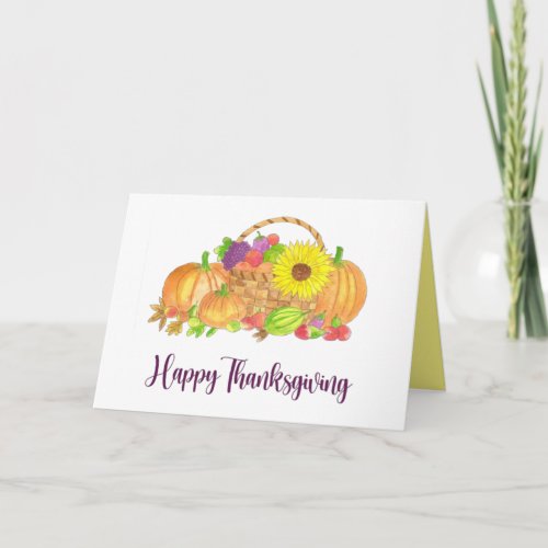 Watercolor Autumn Harvest Thanksgiving Card