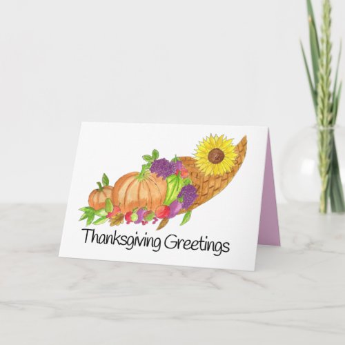Watercolor Autumn Harvest Thanksgiving Card