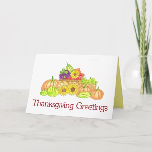 Watercolor Autumn Harvest Thanksgiving Greetings Card