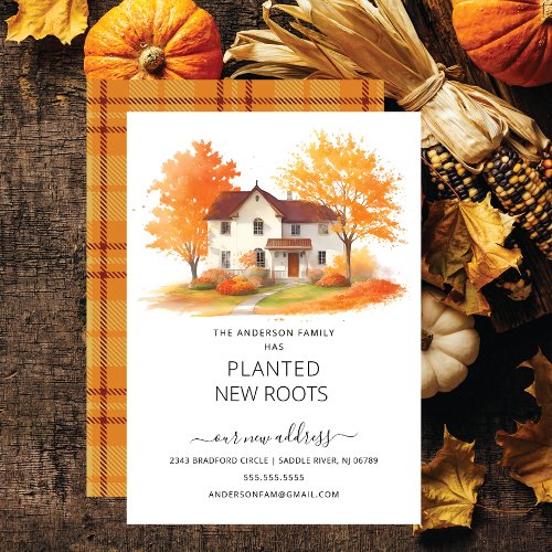 Watercolor Autumn House Moving Announcement