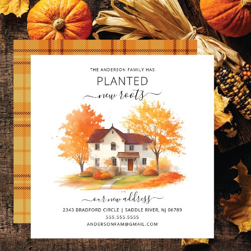 Watercolor Autumn House Moving Announcement