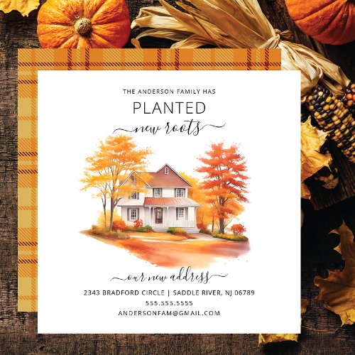 Watercolor Autumn House Moving Announcement