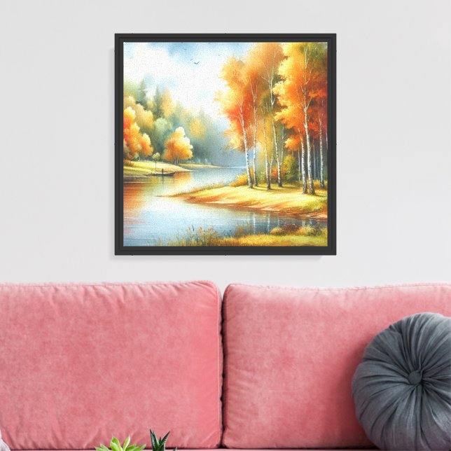 Watercolor Autumn Landscape Canvas Print (Insitu(LivingRoom))
