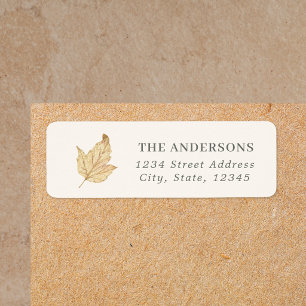 Watercolor Autumn Leaf Custom Return Address Label