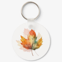 Watercolor Autumn Leaf Modern keychain
