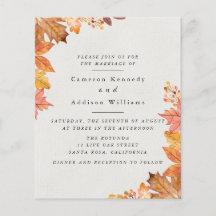 Watercolor Autumn Leaf Wedding Invitation Flyer