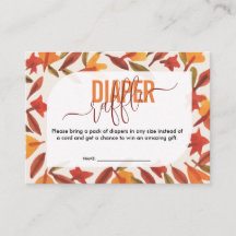 Watercolor Autumn Leaves Baby Shower Diaper Raffle