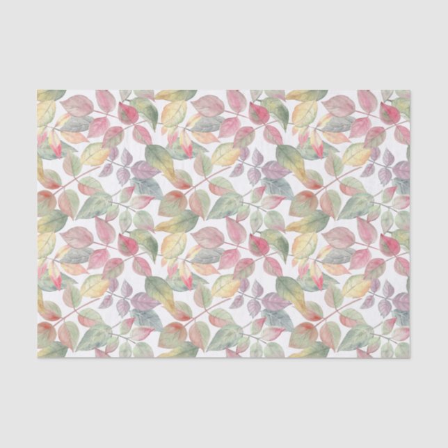 Watercolor Autumn Leaves Botanical Nature Tissue Paper (Front)