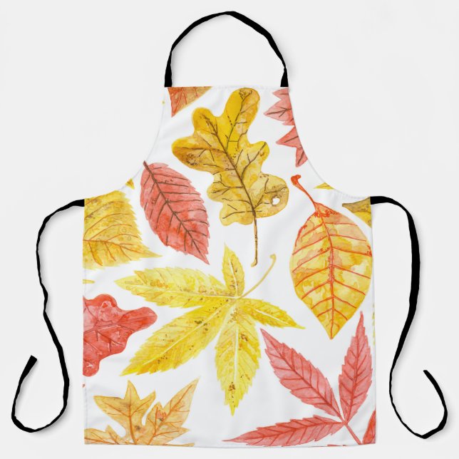 Watercolor autumn leaves, colorful pattern. apron (Front)