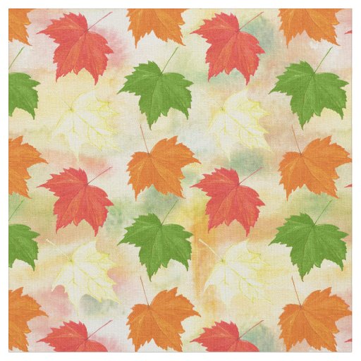 watercolor autumn leaves fabric