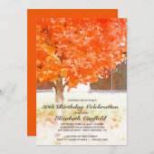 Watercolor Autumn Leaves | Fall Birthday Party Invitation (Front/Back)
