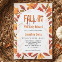 Watercolor Autumn Leaves Fall In Love Baby Shower