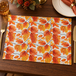 Watercolor Autumn Leaves Fall Paper Placemats