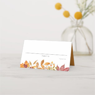 Watercolor Autumn Leaves Fall Wedding Meal Choice Place Card