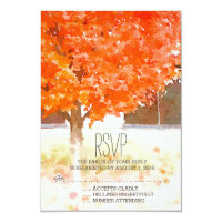 Watercolor Autumn Leaves | Fall Wedding RSVP Card