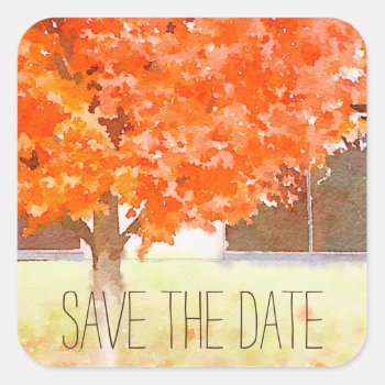 Watercolor Autumn Leaves | Fall Wedding Sticker by ModernMatrimony at Zazzle