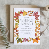 Watercolor Autumn Leaves Frame Fall Wedding Brunch