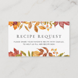 Watercolor Autumn Leaves Garland Recipe Request Enclosure Card