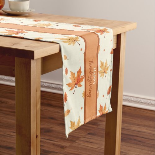 Watercolor Autumn Leaves Harvest Dining Décor Long Table Runner