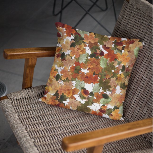 Watercolor Autumn Leaves Leaf  Throw Pillow (Creator Uploaded)