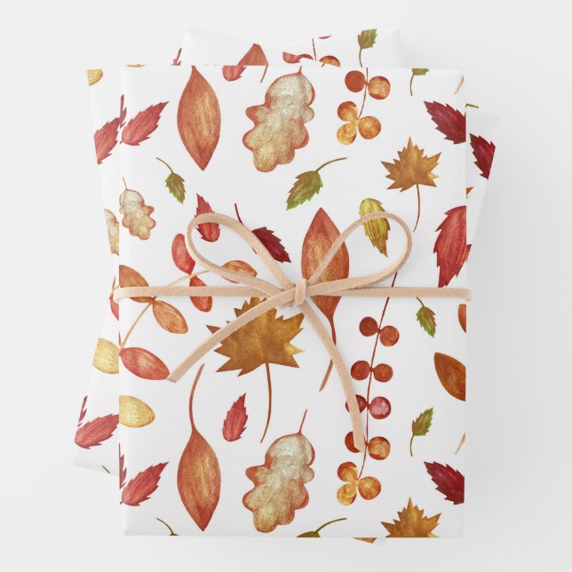 Watercolor Autumn Leaves Nature  Wrapping Paper Sheets (In situ)