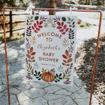Watercolor Autumn Leaves &amp; Pumpkin Welcome Sign at Zazzle