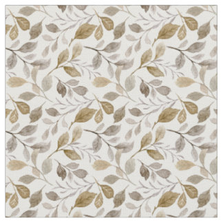 Watercolor Autumn Leaves Rustic Botanical Fabric