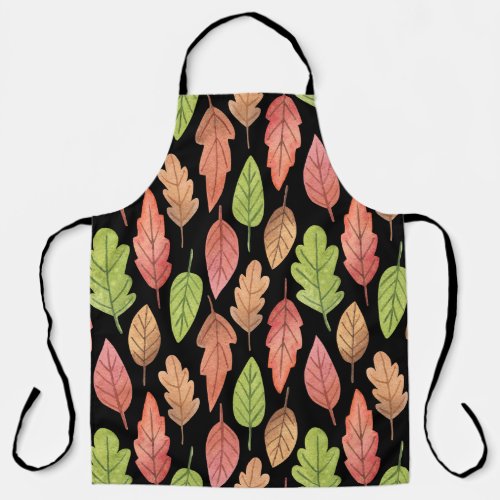 Watercolor autumn leaves seamless pattern apron