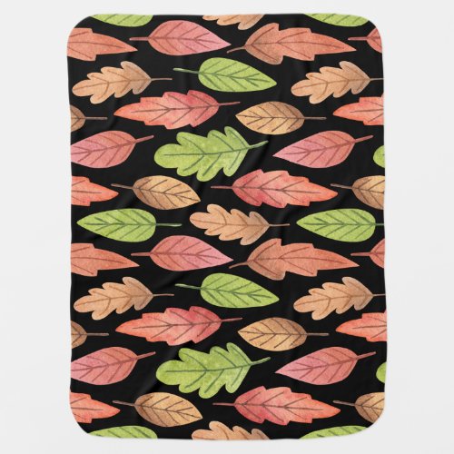 Watercolor autumn leaves seamless pattern baby blanket