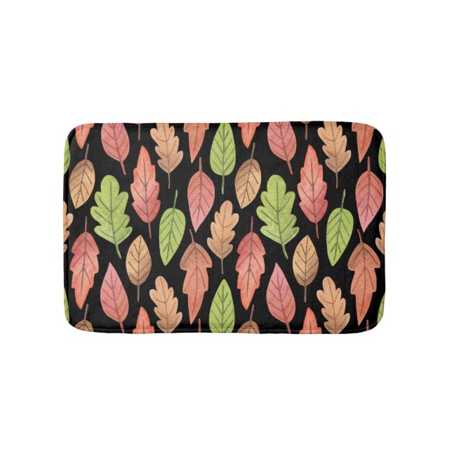 Watercolor autumn leaves: seamless pattern bath mat (Front)