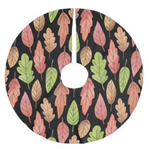 Watercolor autumn leaves: seamless pattern brushed polyester tree skirt